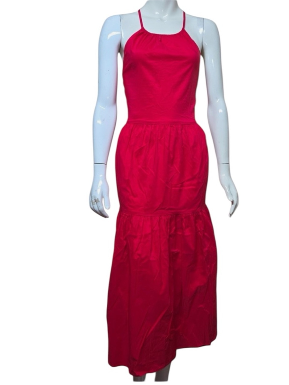 NEW Evereve Red Open Back Tiered Dress S | Coastal Cottagecore, Vacation Style